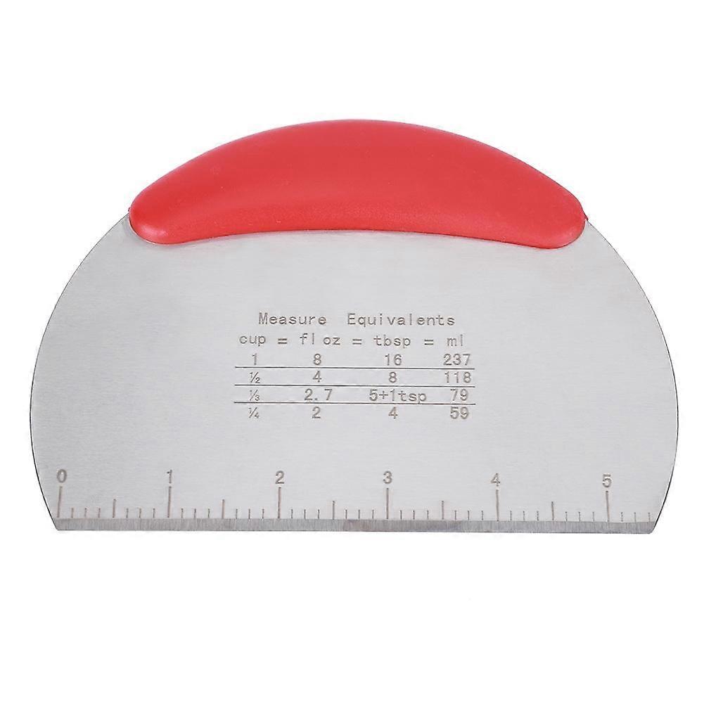 Stainless Steel Dough Cake Butter Scraper Pizza Cutter Cutting Knife with Scale Baking ToolRed