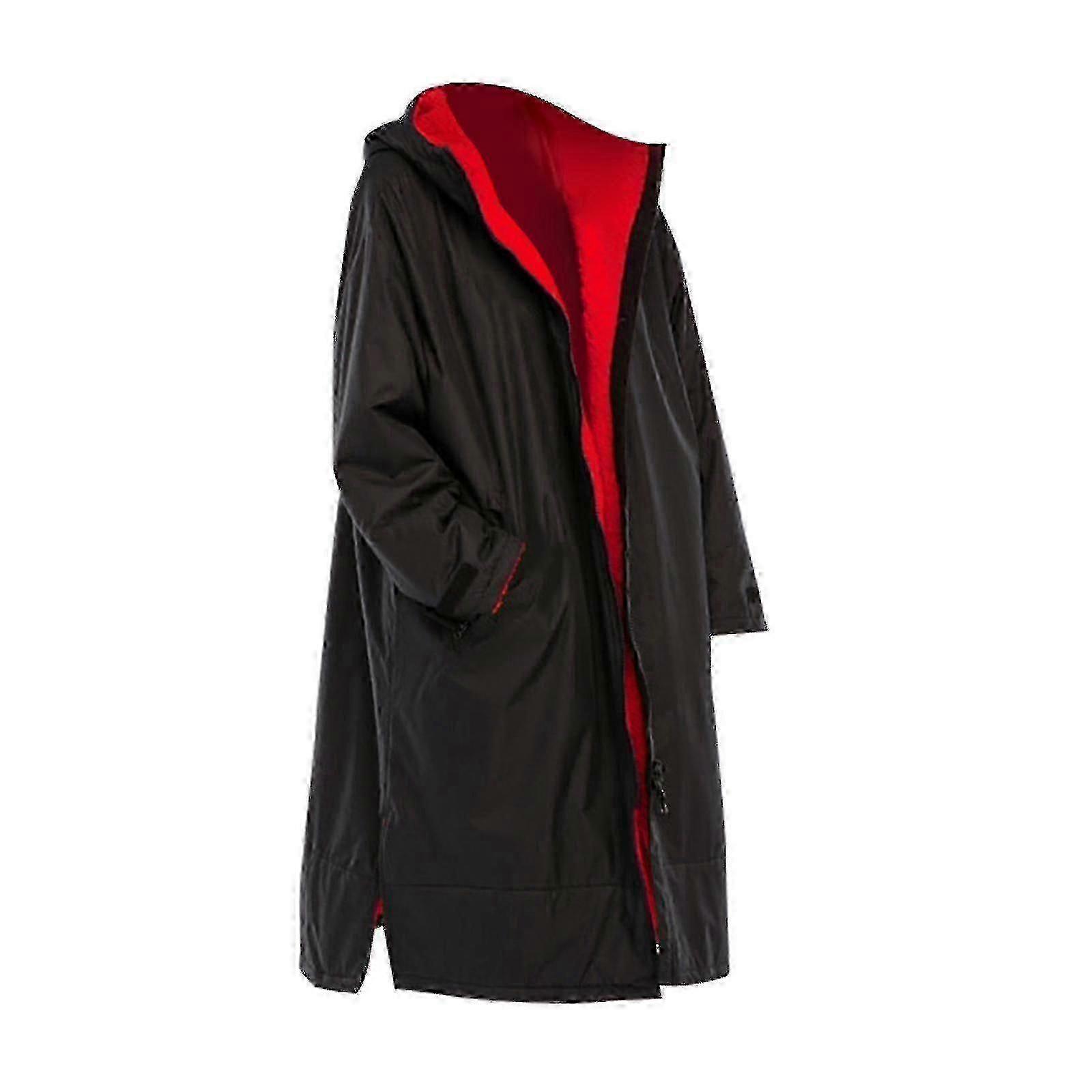 Giacca da esterno impermeabile con cappuccio Surf Changing Robe per uomo e donna, nero e rosso