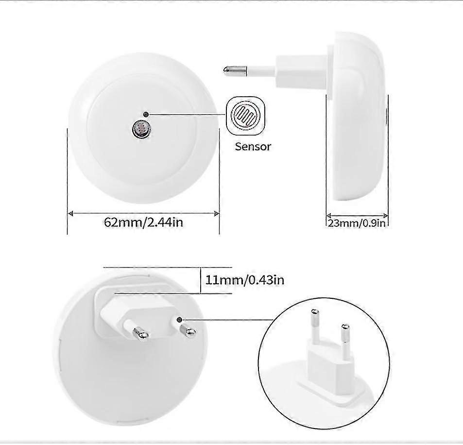 Rotes Nachtlicht, LED-Nachtlicht mit Stecker, rund, Lichtsensor, energieeffizient, 2er Set