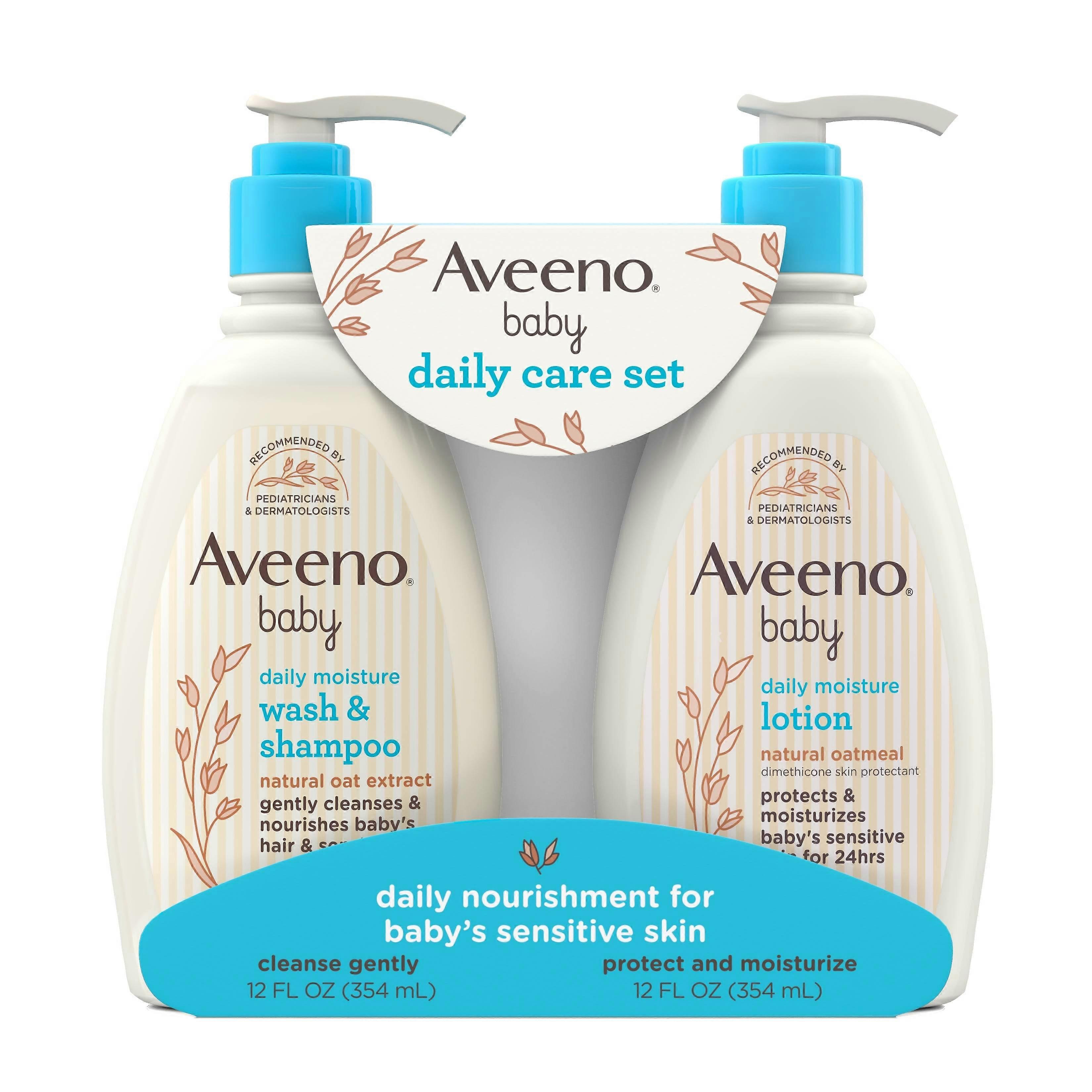 Aveeno Baby Daily Care Gift Set, Baby Wash & Shampoo & Lotion, 2 Ea