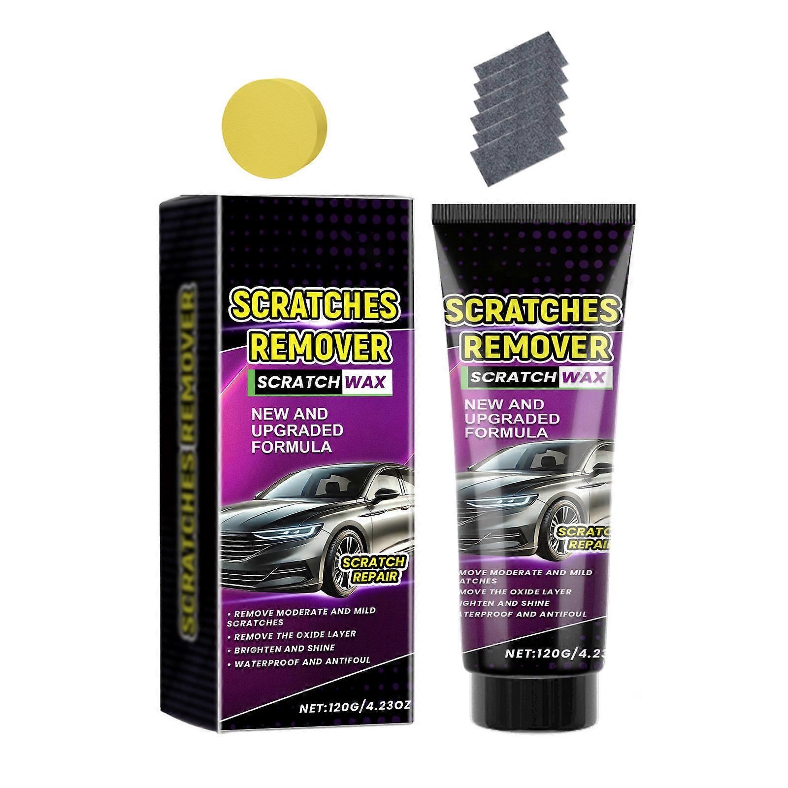 120g/4.23oz Scratch Polishing Wax with Cloth Sponge Car Scratch Remover Car Maintenance Scratch Repairing Paste Multicolor