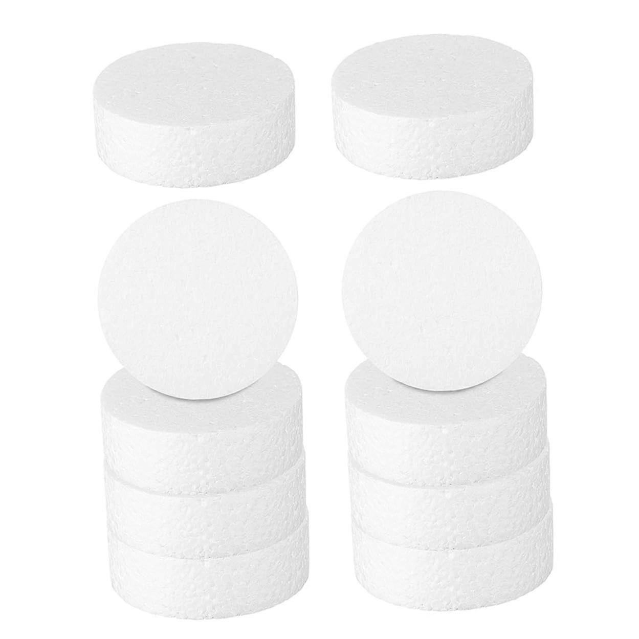 10pcs White Foam Cylinder Cake Dummies Polystyrene Blocks for Wedding Cakes Floral Arrangements and DIY Craft Projects