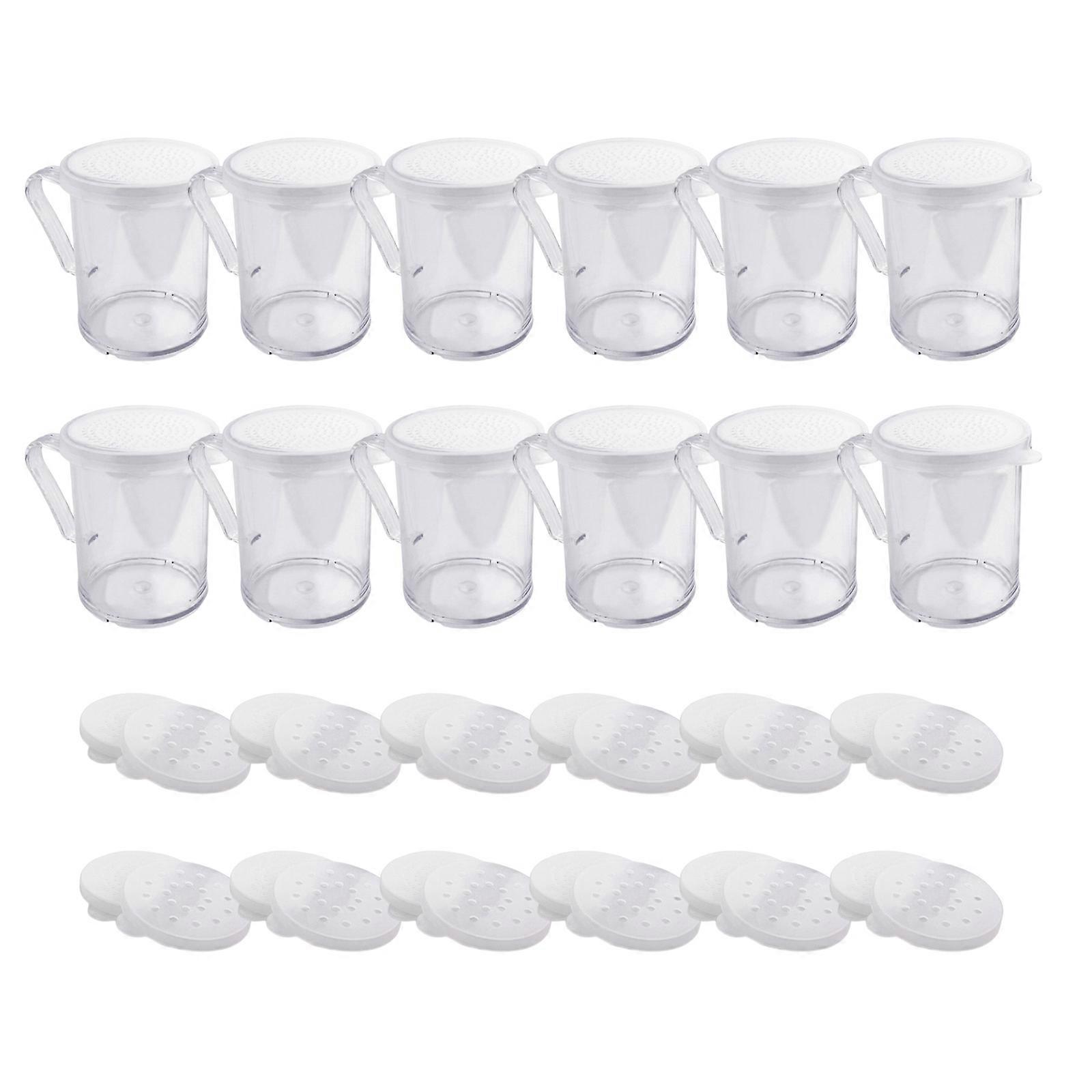 12Pcs Fine Mesh Spices Dusters with Handle for Baking and Cooking Transparent Powder Dredge Shakers Sugar Dispenser Multicolor