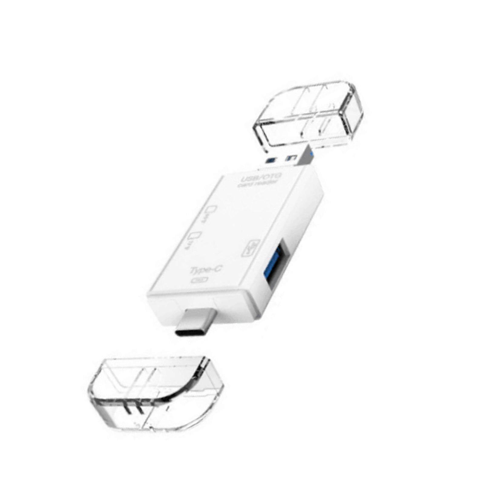 6 in 1 USB to SDTF SDXC MicroSDs Card Reader Adapter for PC Laptop Smartphone and More  White