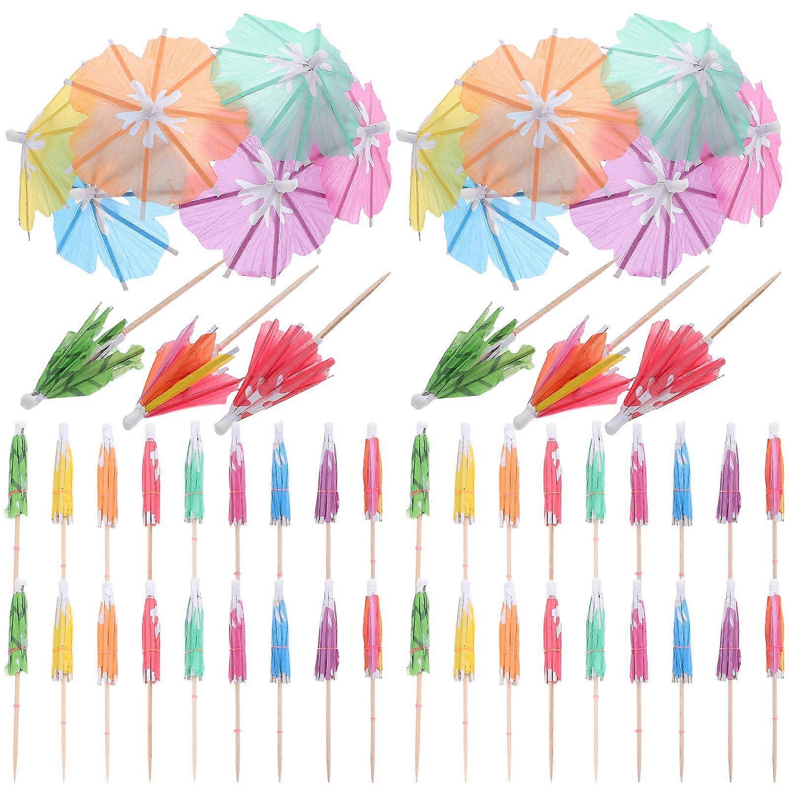 Mini Colorful Umbrellas for Decor with 150Pcs Paper Picks