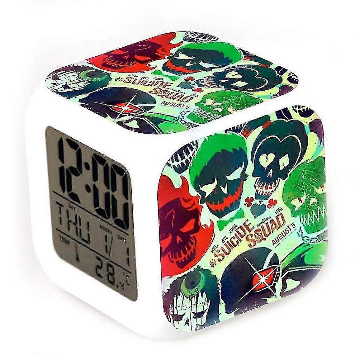 Thermometer, Light Cube Alarm Clock, Harley Quinn, Suicide Squad, Clown, Little Girl, Thermometer, Light Cube Alarm Clock, Electronic Clock.
