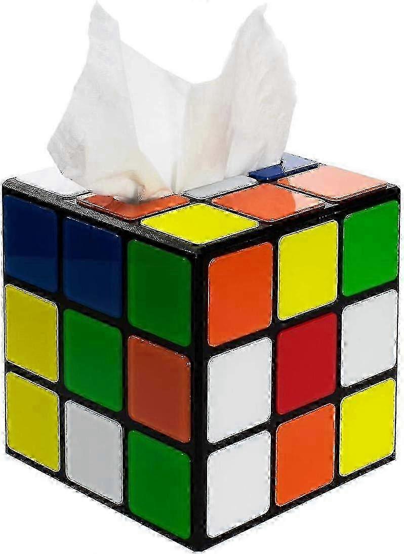 Plastic Magic Cube Tissue Box Cover, Holder For Square Tissue Boxes With Magnetic Lock, Multi Color