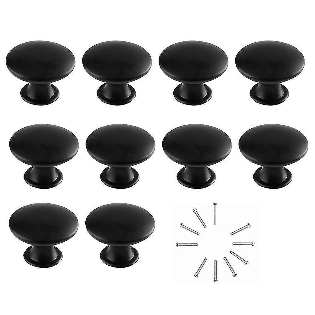 10pcs Hollow Round Flat Head Pull Handles Knobs With Screws For Drawer Cabinet