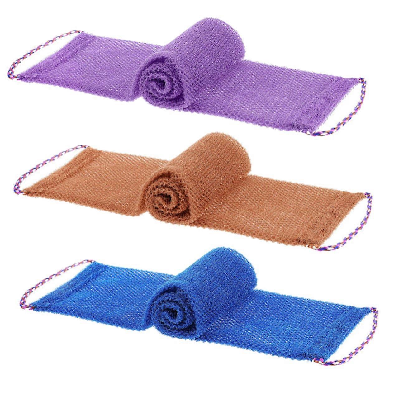 3pcs Exfoliating Bath Towel Set with Reinforced Edges for Deep Body Cleaning and Removing Dead Skin