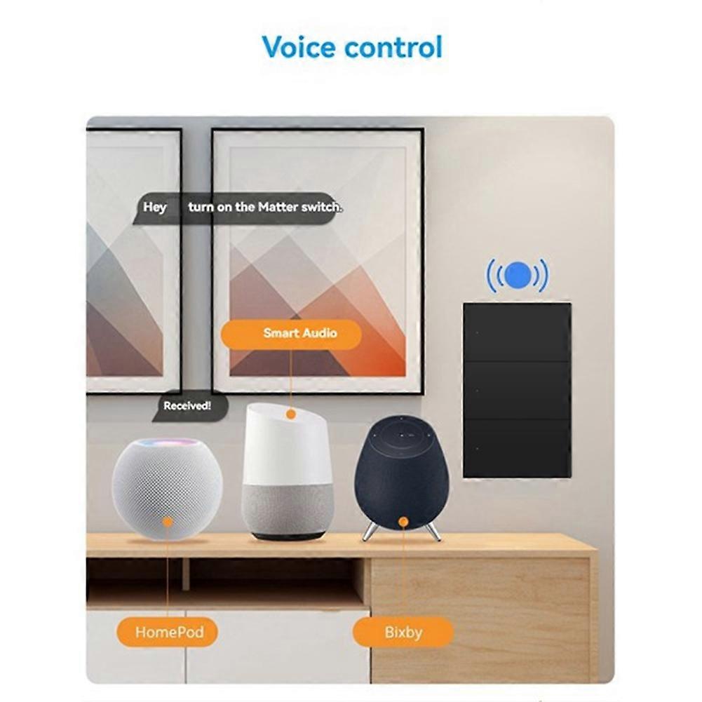 Matter WiFi Smart Switch Wall Light Switch Smart Control Gangs Button for Smart Things Homekit APP 6 Gangs