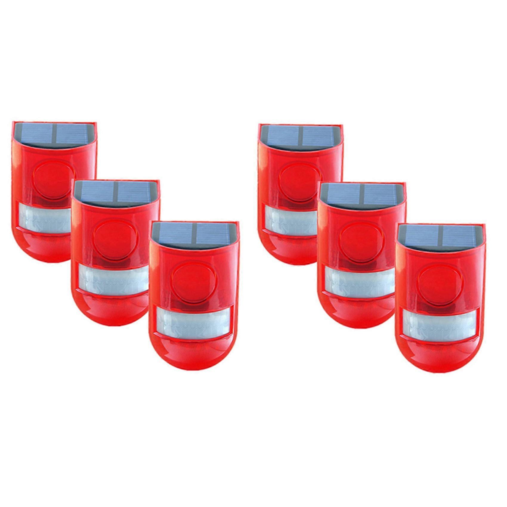 6 Pack Solar Strobe Light with Motion Sensor Alarm 129DB Sound Security Siren IP65 Waterproof for Vi