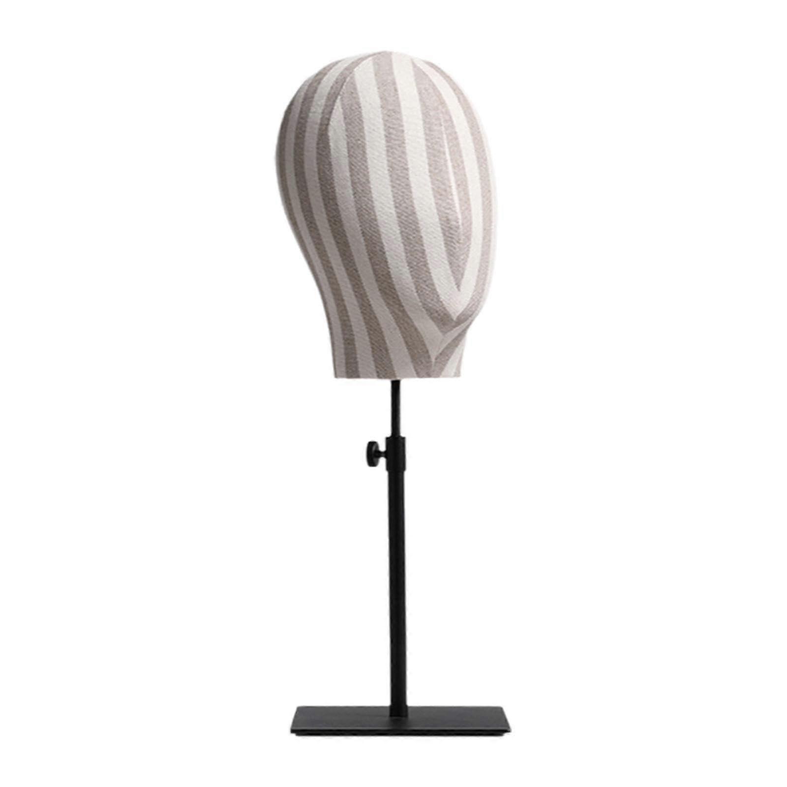 Mannequin Head Stand Adjustable Display Holder for Hats, Wigs, Headbands – Stripe Black