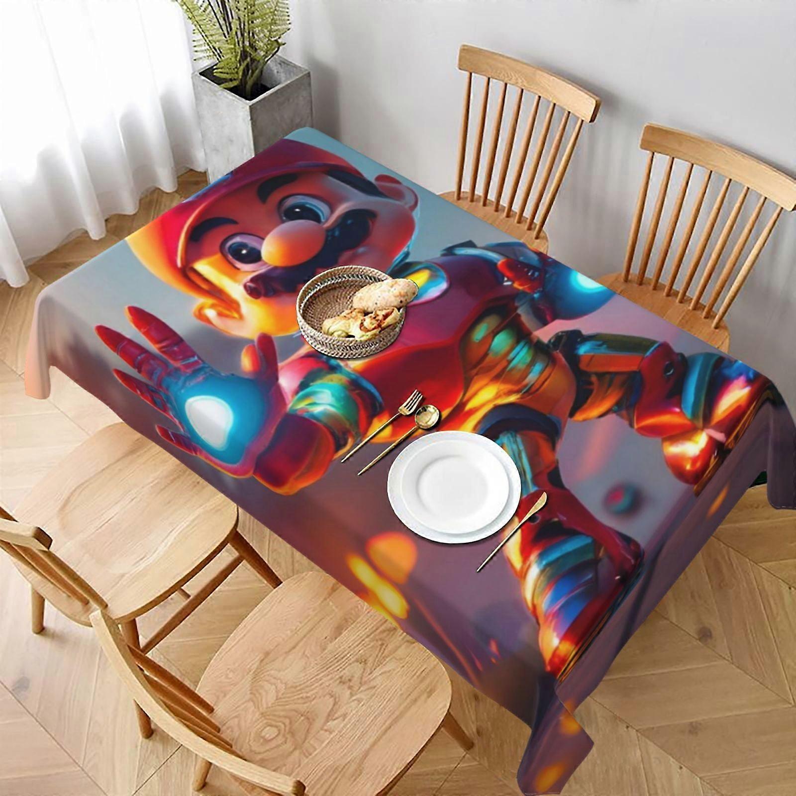 Mario Rectangular Tablecloth Water Resistance Antiwrinkle Spillproof Soft Fabric Table Cloth 60"X90"