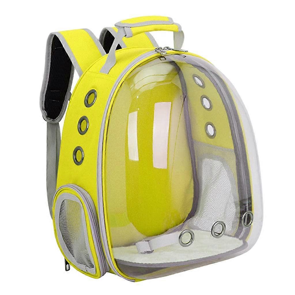 Bubble Backpack Pet Carrier with Transparent Dome and Breathable Mesh for Small Dogs and Cats, Yellow