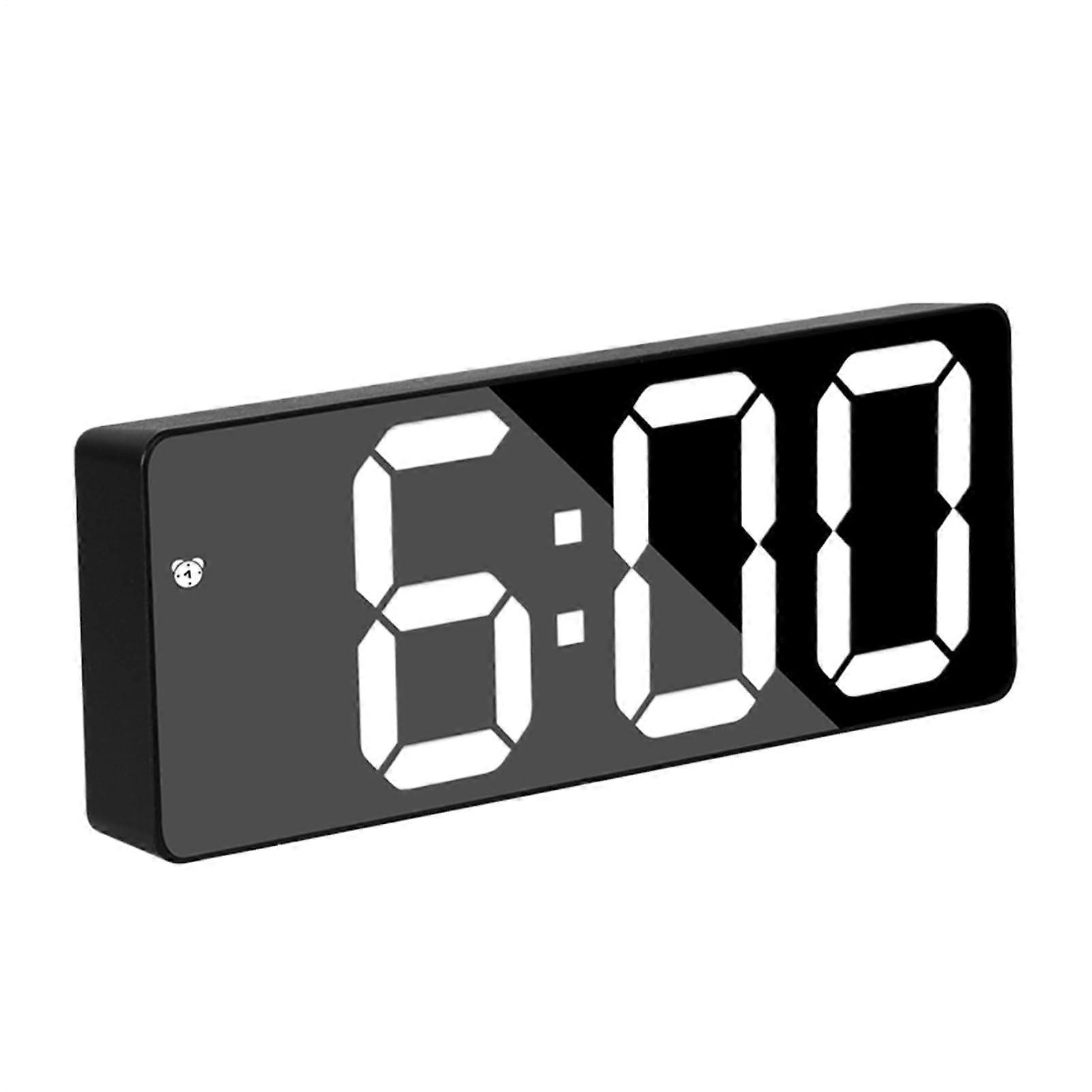 Digital Mirror Clock LED Display with Adjustable Angle and Alarm for Bedroom Office Dorm Decor