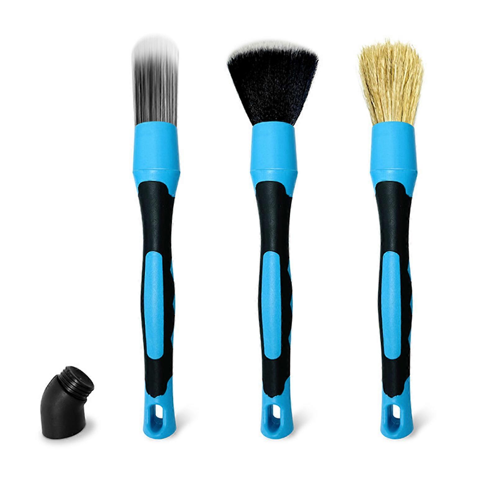 Multiple Use Car Cleaning Brush Set Of 3 Includes Wheel Brush Air Outlet Brush And Crevice Tool With Comfortable Grip And Small Design Multicolor