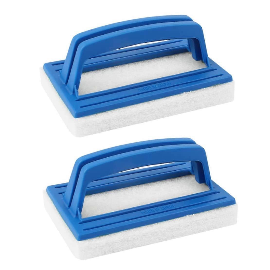 Pool Cleaning Brush with Handle, Scratch Sponge, Reusable for Pools, Spas, Tile, 2PCS