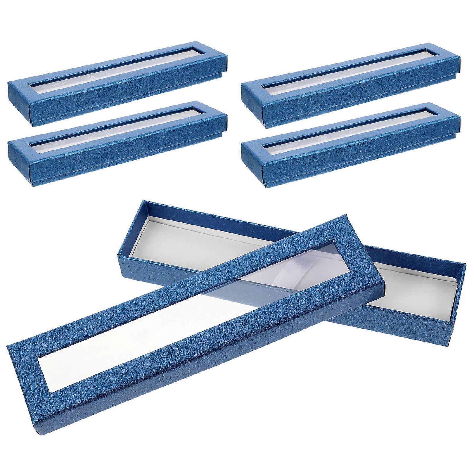 Blue Pen Gift Boxes with Clear Window Made of Durable Paper for Storage Use Lightweight Portable Compact Size