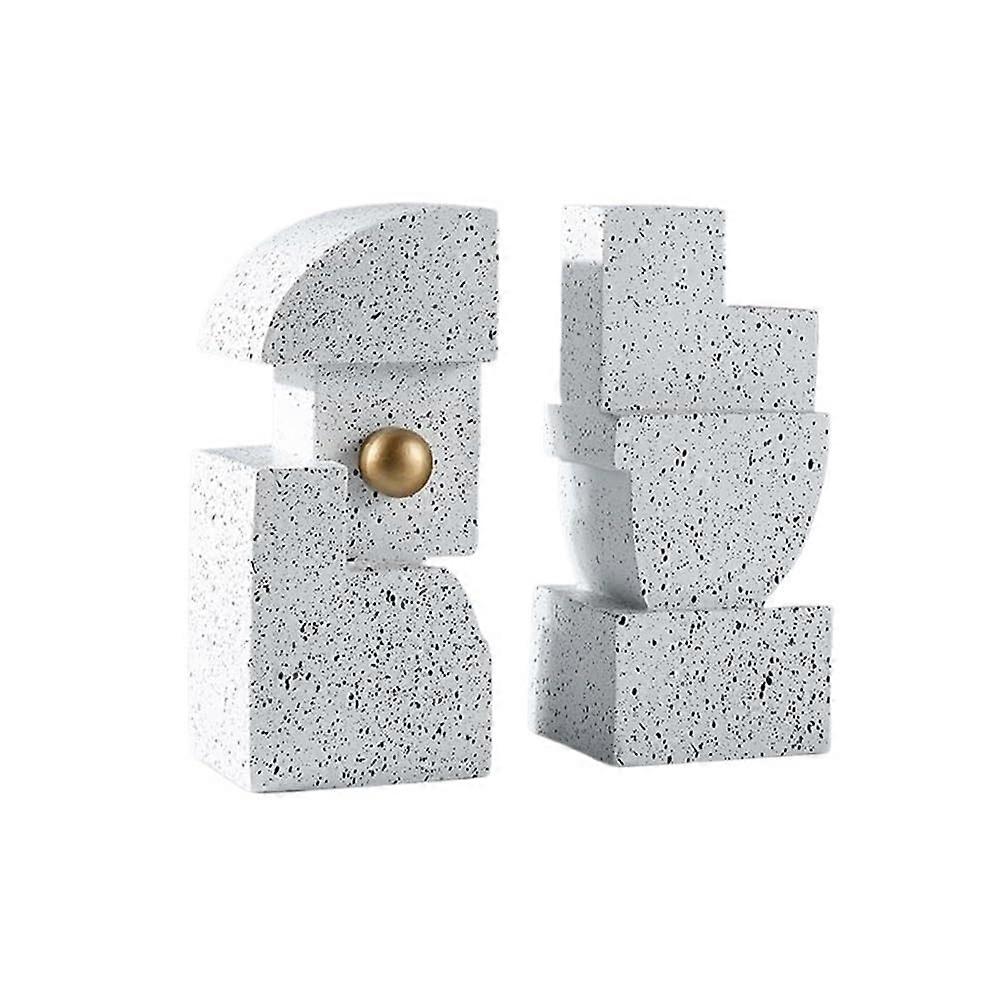 Heavy Duty Decorative Resin Bookends for Shelves with Elegant Design, White, Home and Office Use