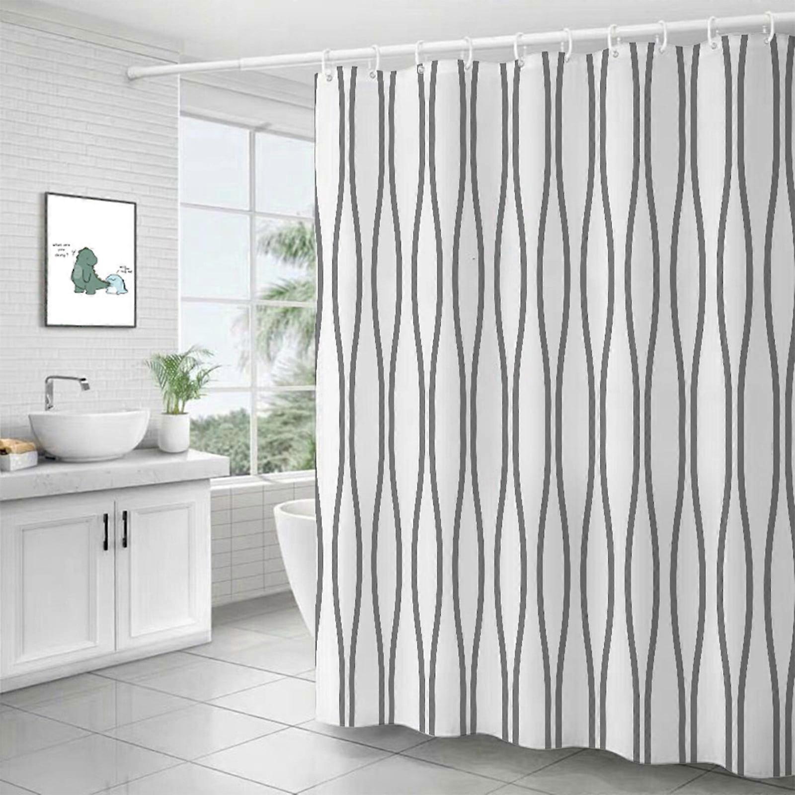 Lmueinov Polyester Shower Curtain Set with 12 Hooks, Quick-Drying, Weighted Hem, Washable, compatible with bathroom decor