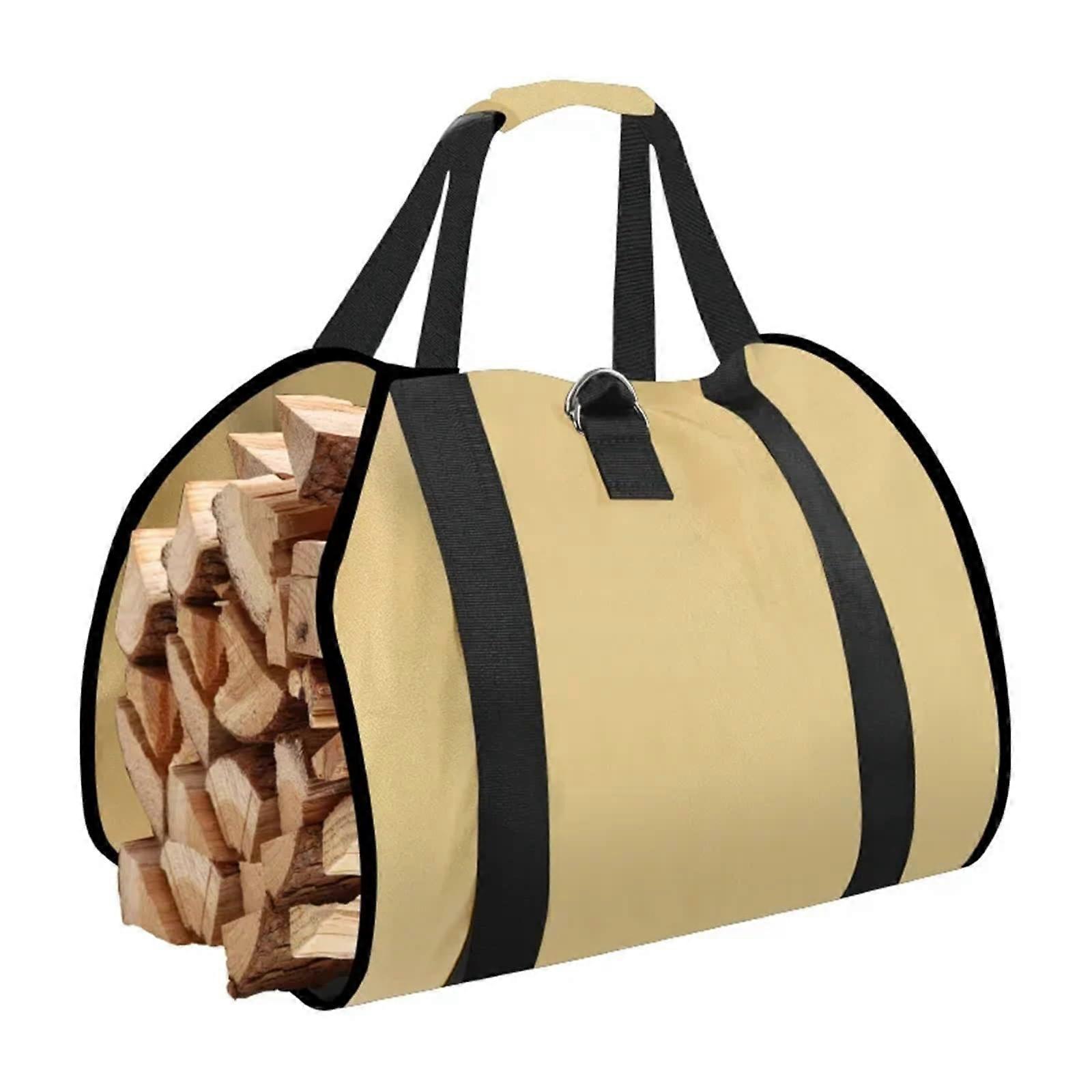 Firewood Carrier Bag Waterproof Scratch Resistant Large Capacity Log Tote for Camping Fireplace Yellow