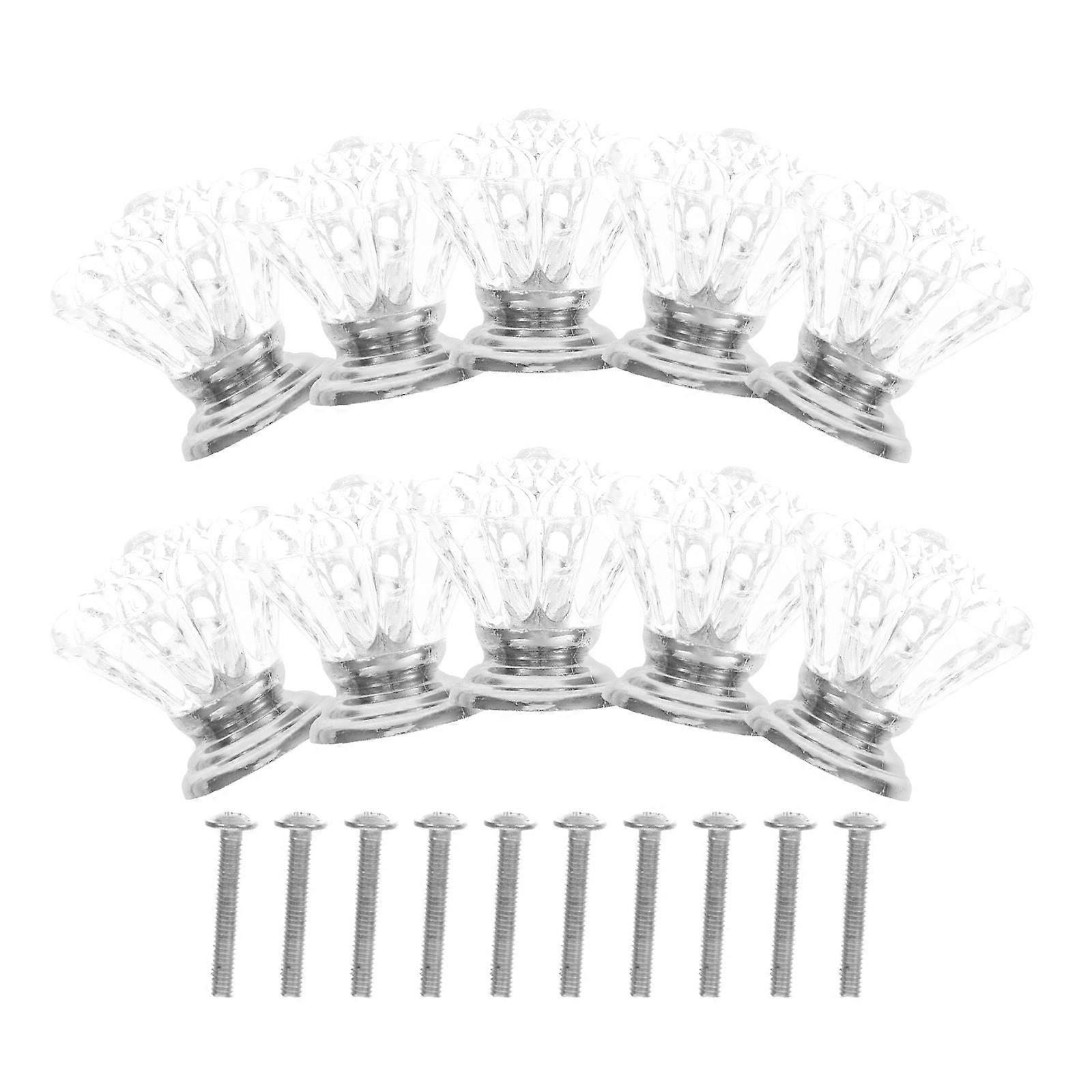 Cleaning Acrylic Crystal Drawer Pulls Knobs 10Pcs Silver
