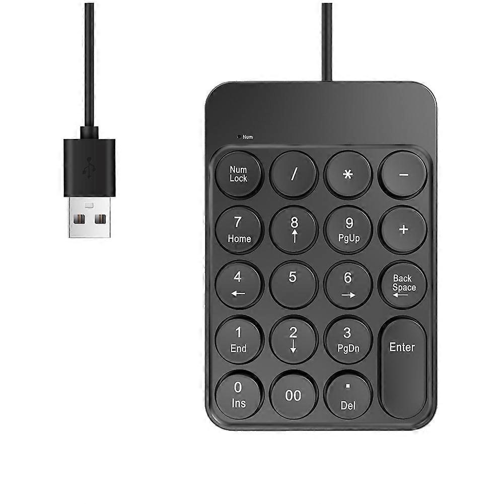 Portable 19 Keys Wired Number Keypad Mini USB Numeric Keypad Multifunctional Number Pad Keyboard for Laptop PC Desktop