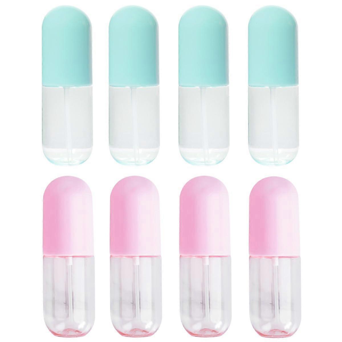 8PCS Travel Spray Bottles Mini Refillable Cosmetic Atomizers Compact Capsule Design Green and Red