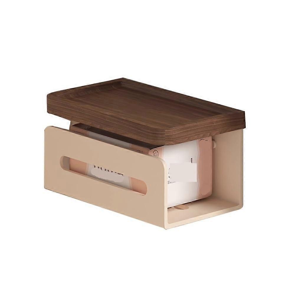 Wall Mounted Paper Towel Holder with Pull Out Shelf, No Drill Space Saving Tissue Organizer