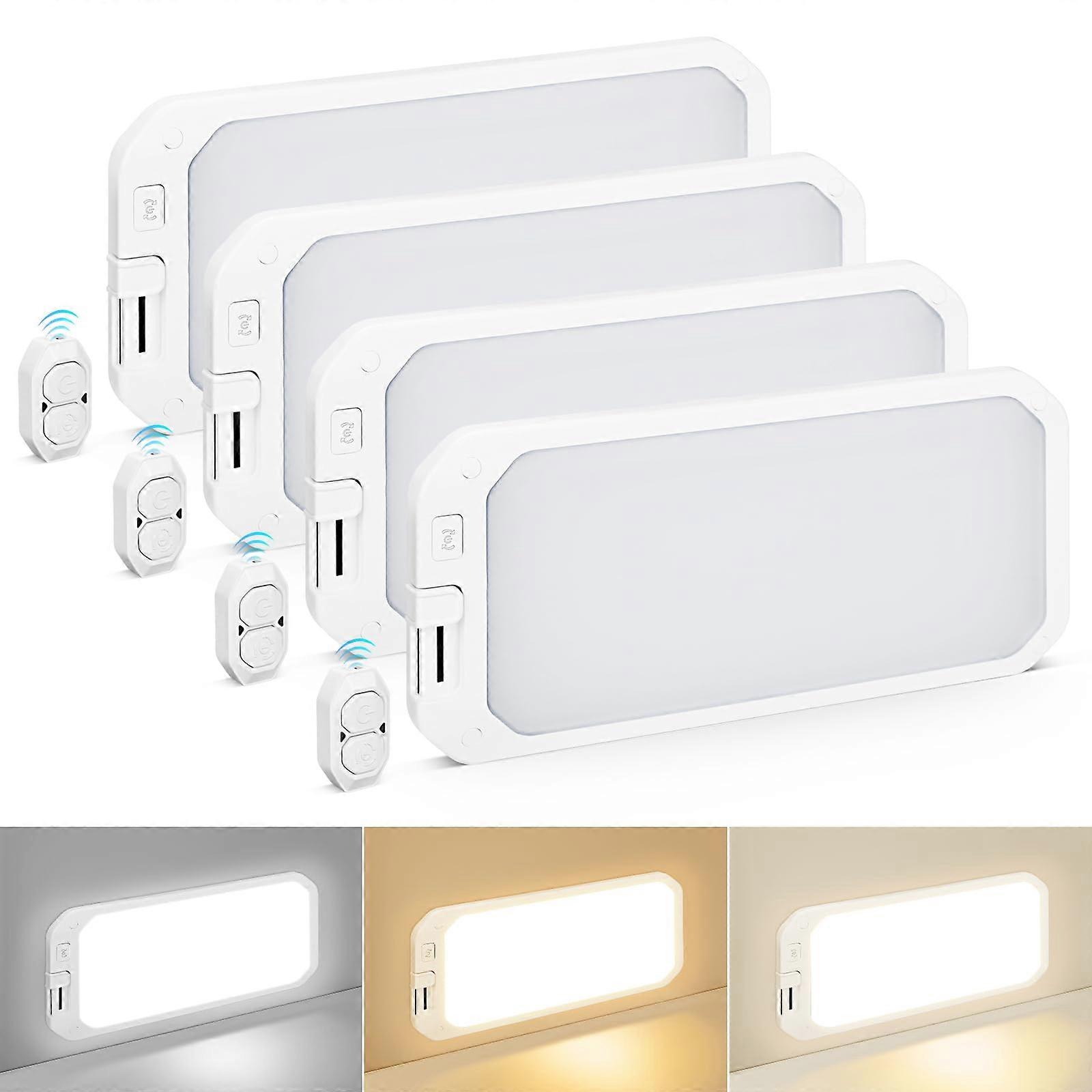 4 Pack 12V RV LED Ceiling Lights with Remote, Adjustable Color Temp 30006500K, 9Level Dimmable for Camper Trailer Boat