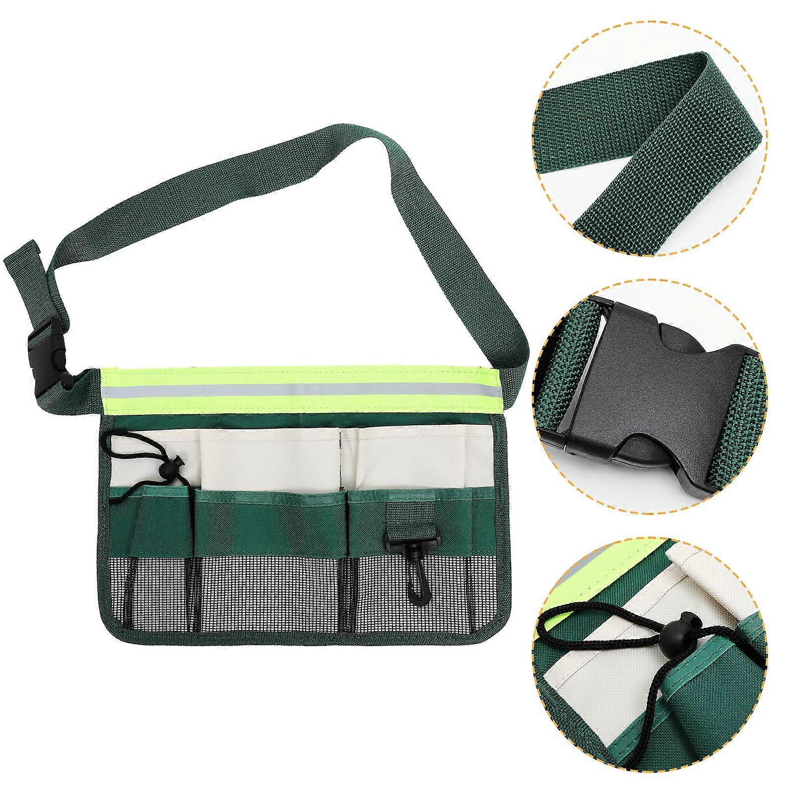 Tool Pouch Adjustable Belt for Storage 4Pcs Green Oxford Cloth Material