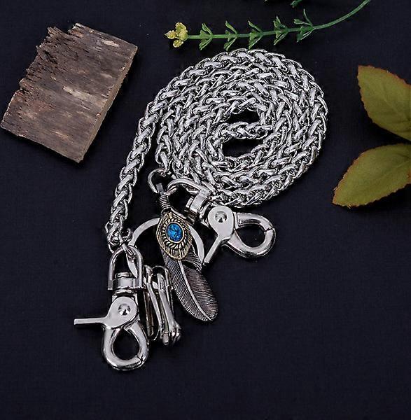 15 - 30" Silver Strong Twisted Feather Biker Trucker Keychain Jeans Wallet Chain
