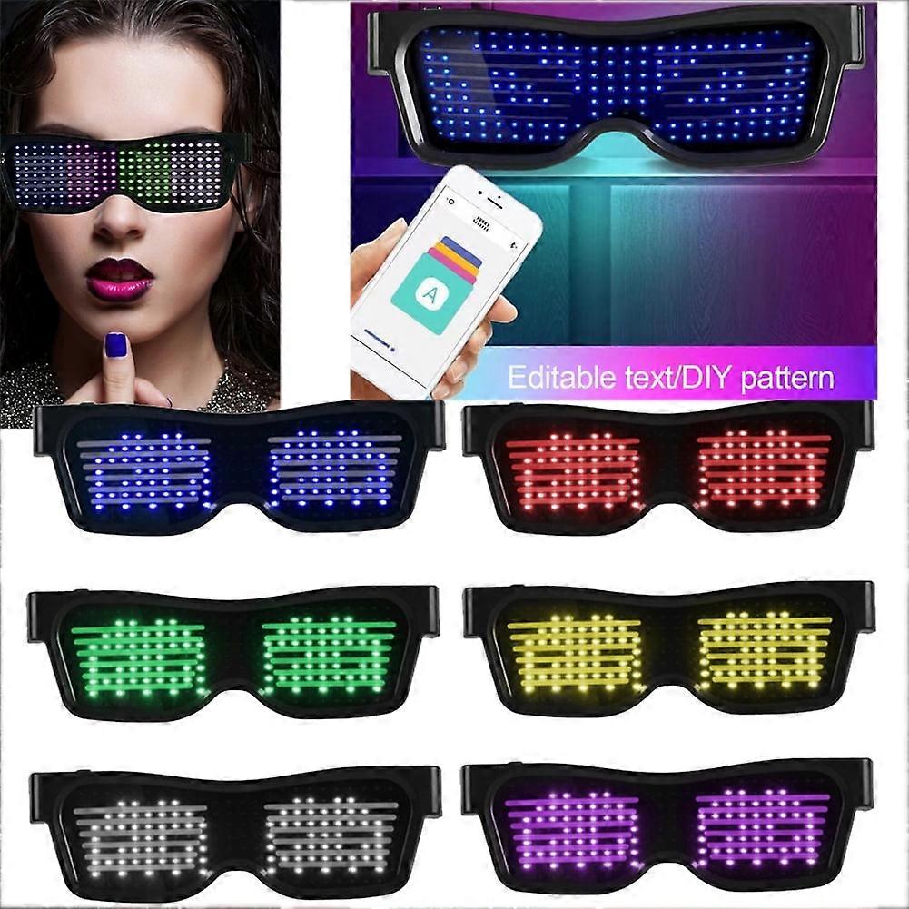 Walbest LED Glasses, Bluetooth APP Connected, USB Rechargeable, DIY Display, Compatible with Party/Club/DJ/Halloween/Christmas