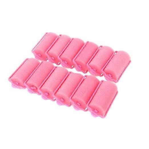 12 Pack Large Pink Foam Hair Rollers Soft Sponge Curlers for Overnight Styling