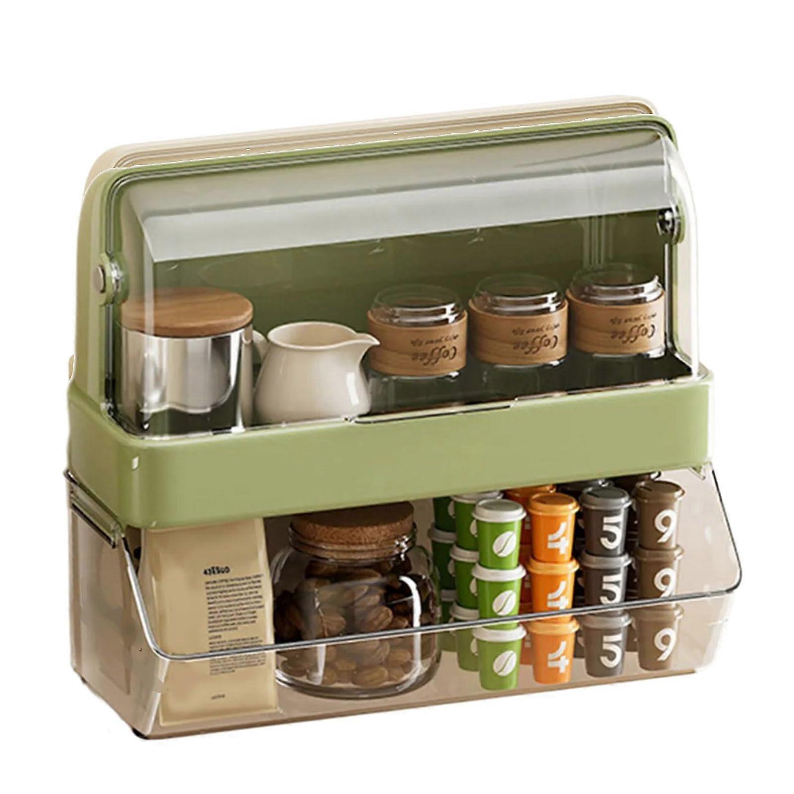 Tea Bag Organizer with Freshness Proof Lid, Double Layer Tea Storage Container for Kitchen Countertop