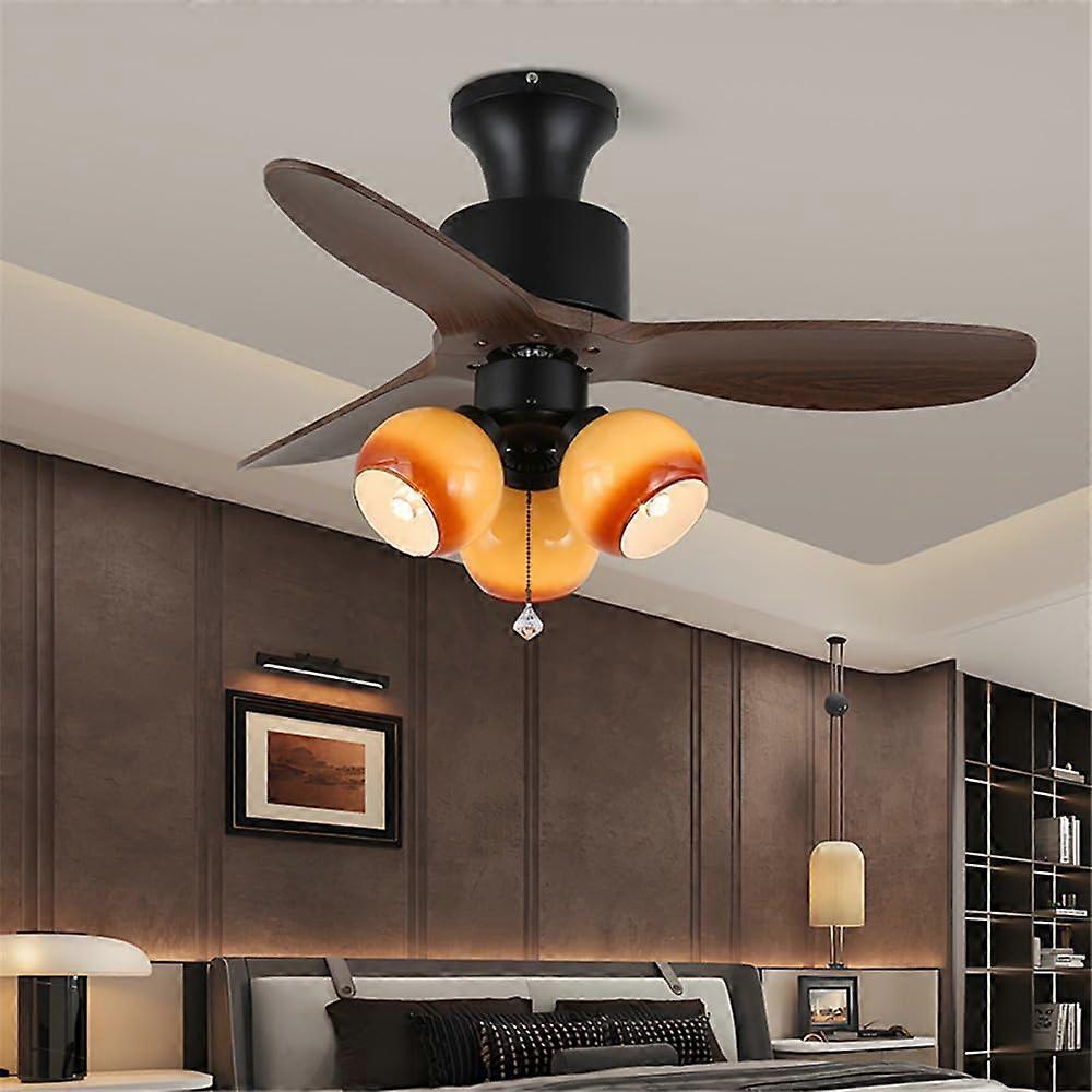 Vintage LED Ceiling Fan Light with Remote, Energy Saving Adjustable Brightness for Living Room and Bedroom