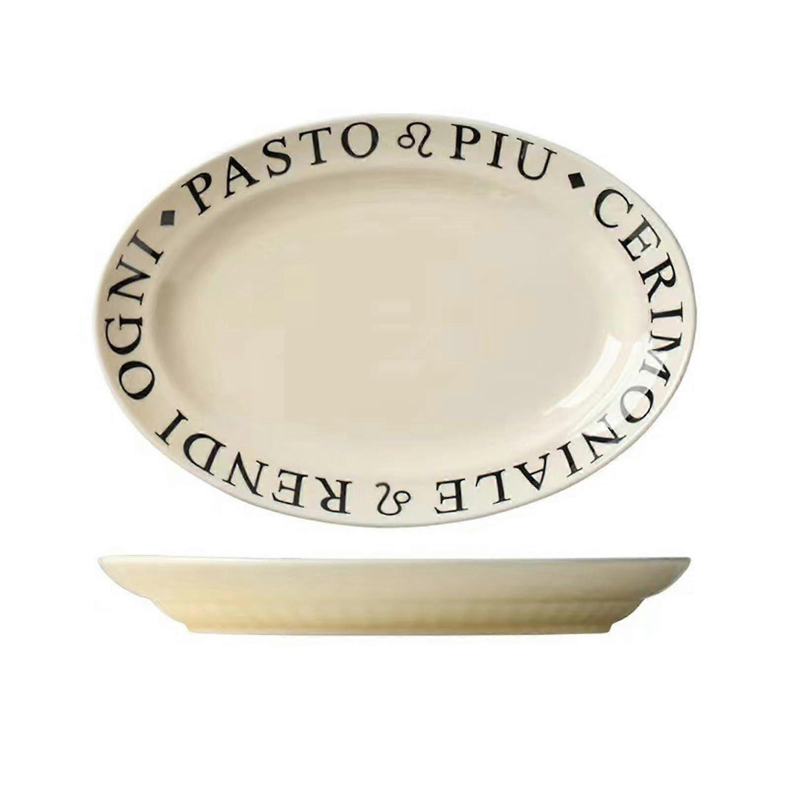 Ceramic Dinnerware Set Microwave Dishwasher Safe Scratch Resistant Plates and Bowls 12 Inch Fish Plate