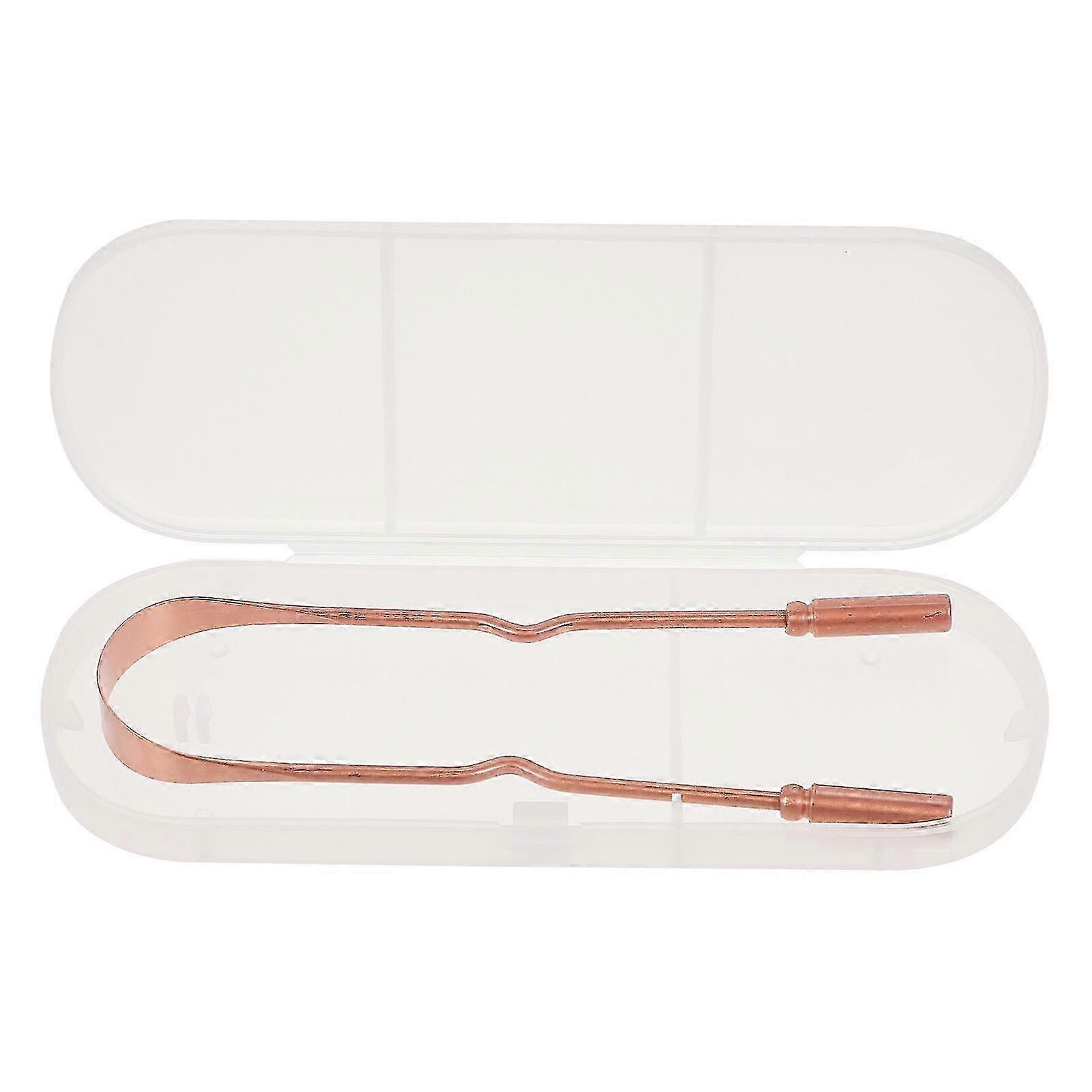 1pc Copper Tongue Cleaner Practical Tongue Scraper Cleaning Tool With Box (golden)-c