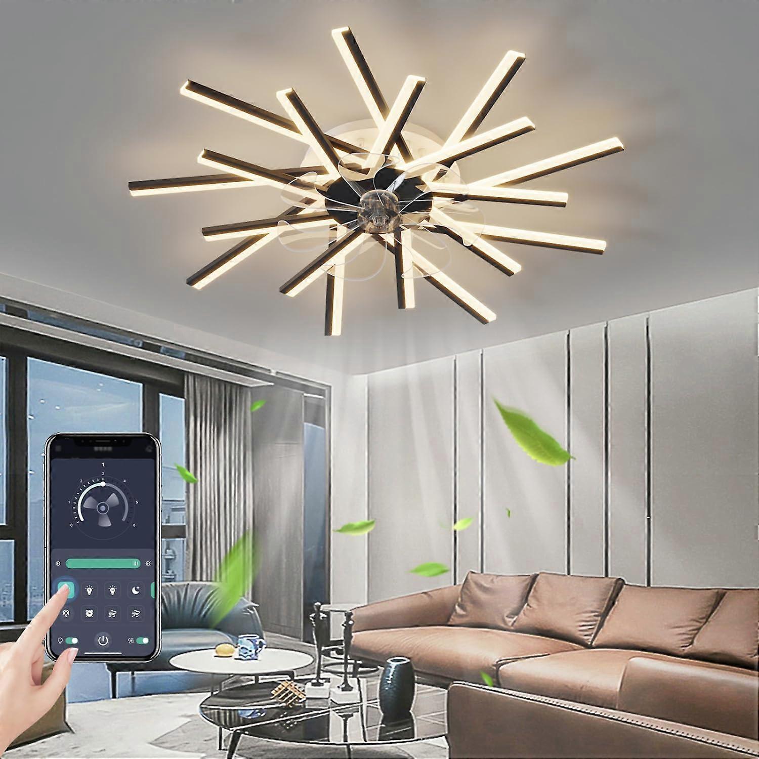 36 Inch Ceiling Fan with Lights, Remote and App Control, 6 Speeds, Dimmable LED, Reversible DC Motor Ref:2425
