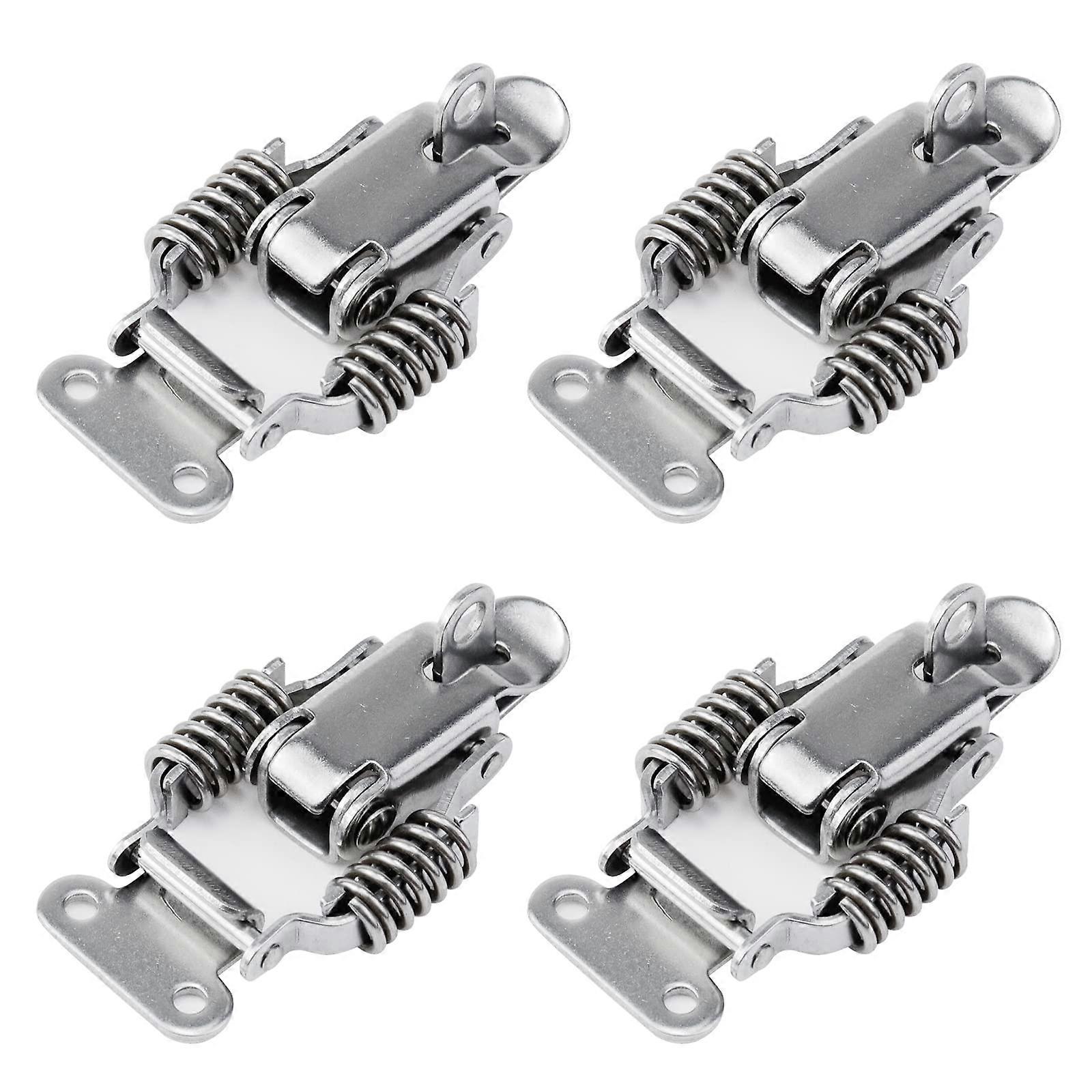 4Pcs 304 Stainless Steel Spring Loaded Toggle Latch with Lock Hole for Secure Cabinet Boxes 2.32in