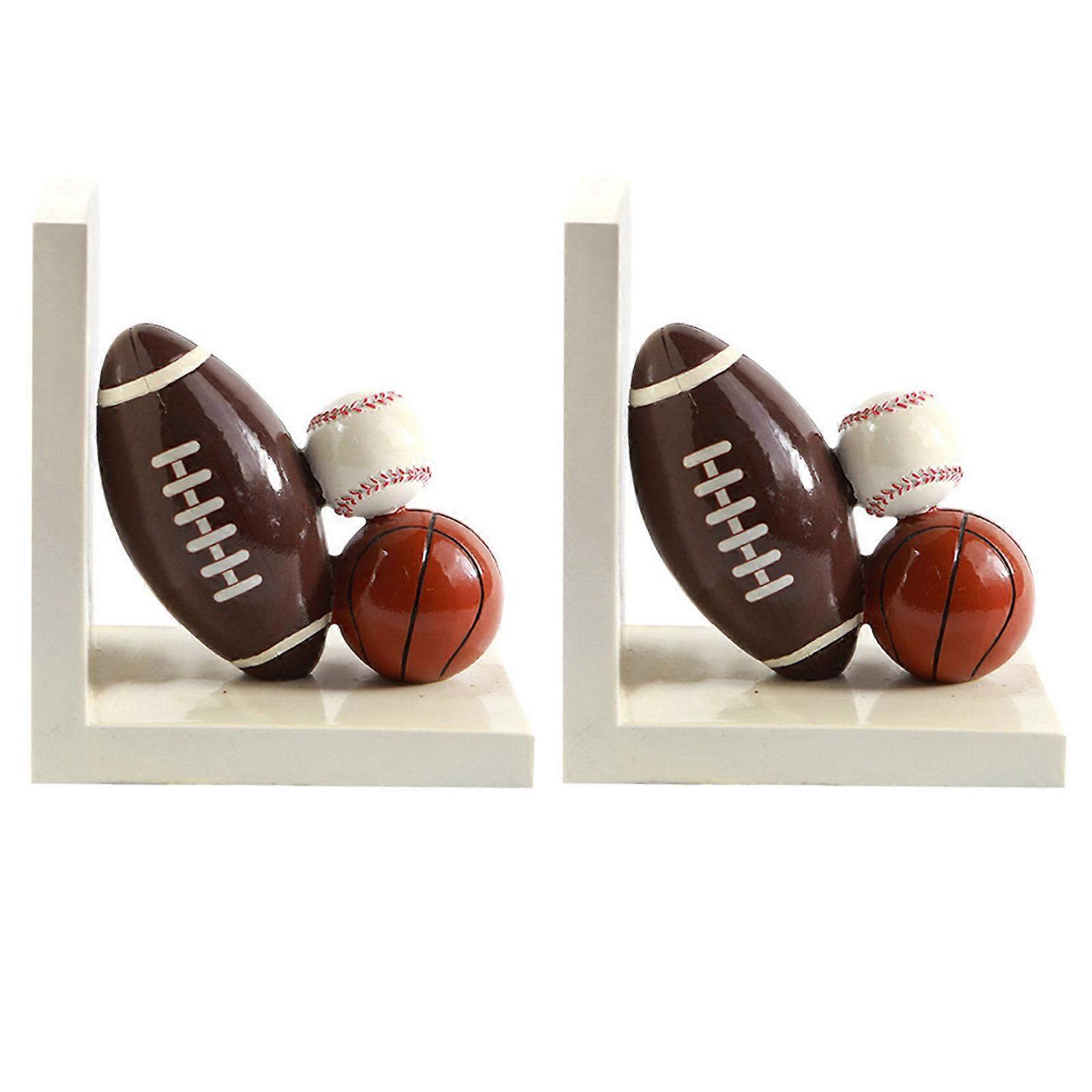 Bookend Support Resin Rugby Design for Storage 1Pair