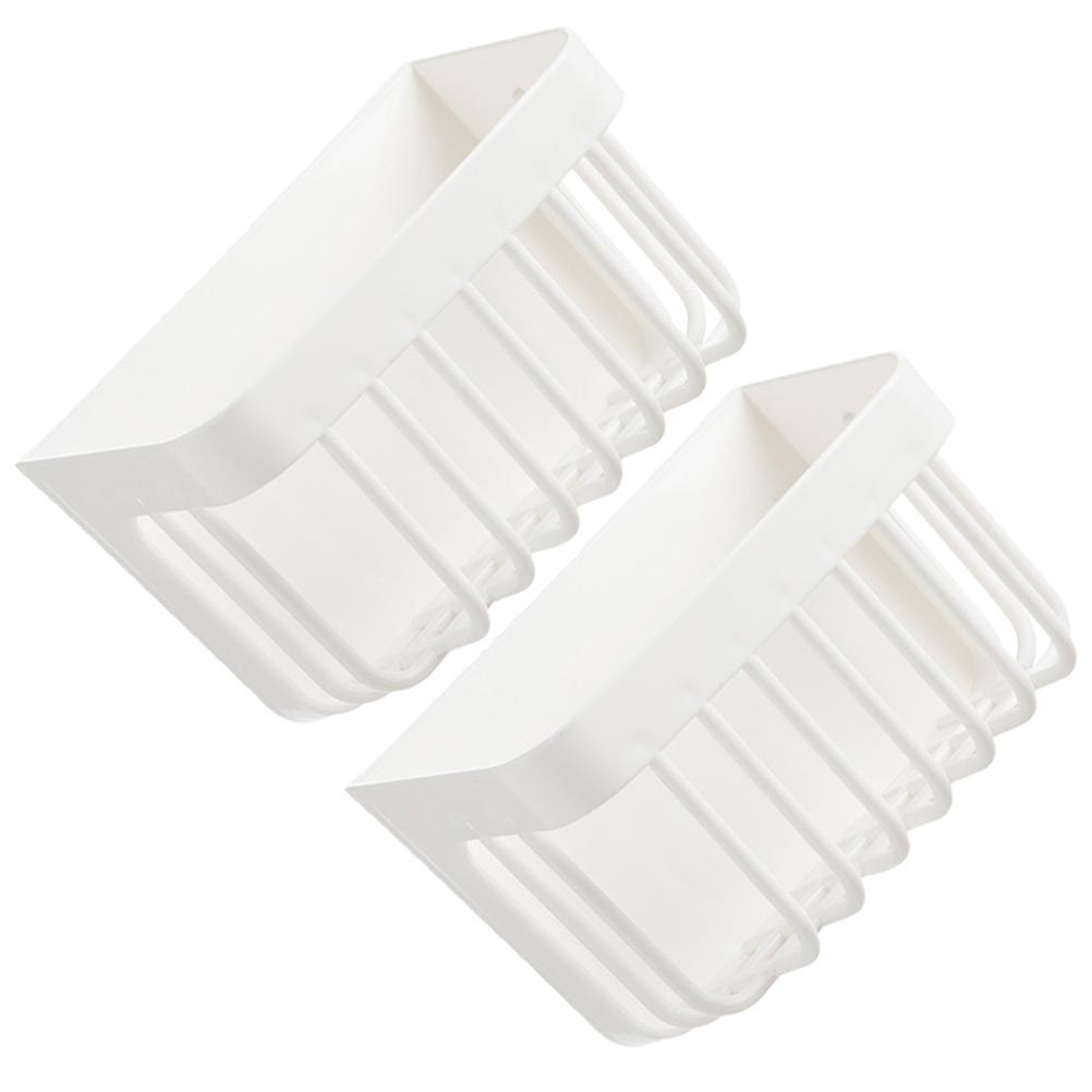 Wall Mounted Bathroom Storage Rack for Storage 2Pcs White Adhesive Organizer