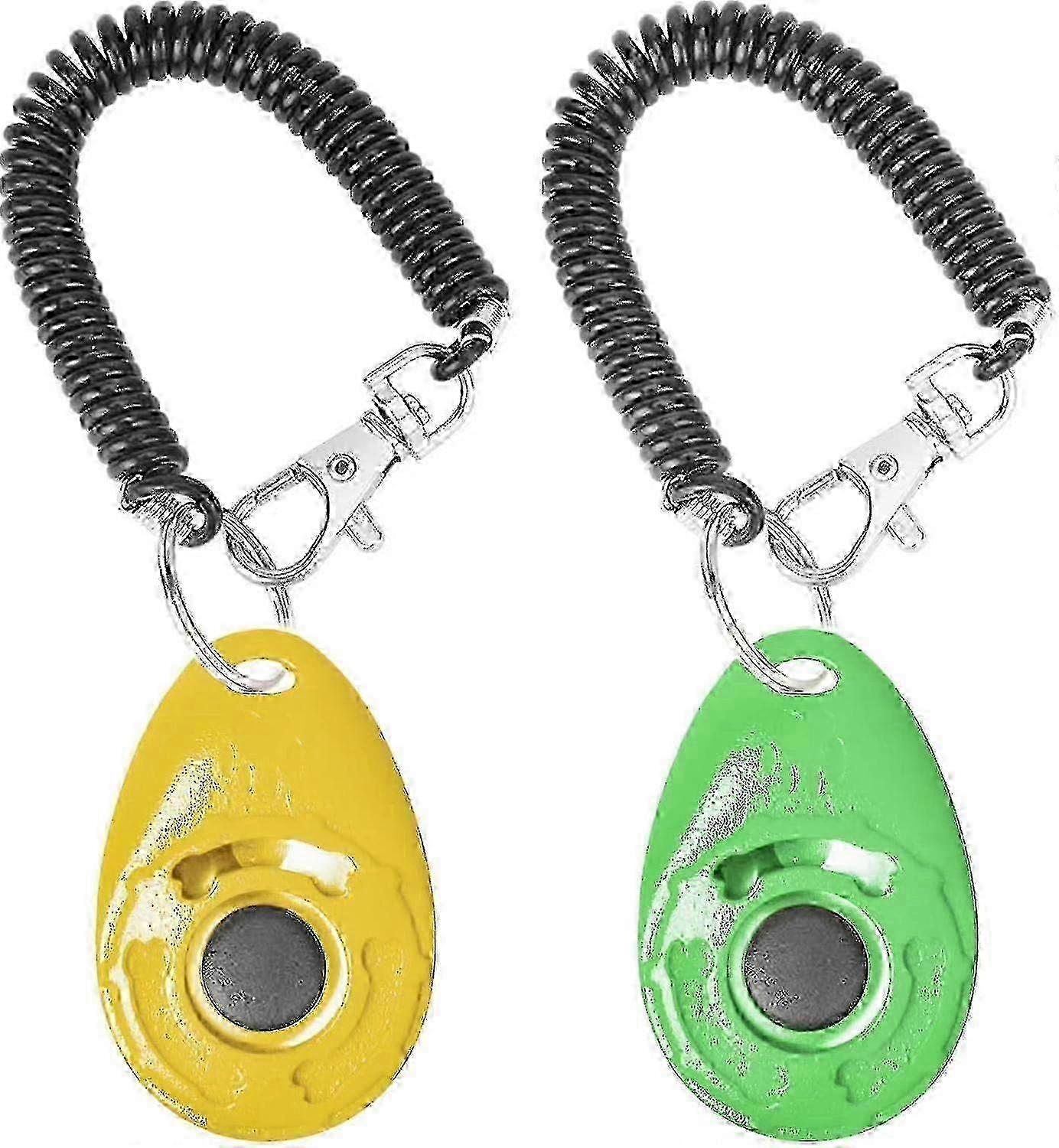 2 Pack Dog Training Clicker With Wrist Strap(yellow+green) 2025