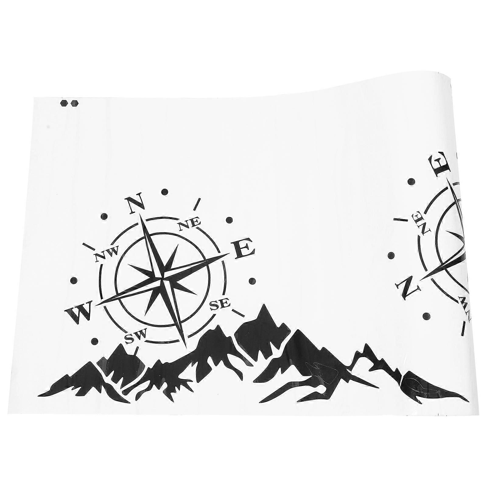Compass Car Sticker Mountain Stickers for Decor 2Pcs Black Auto Decals