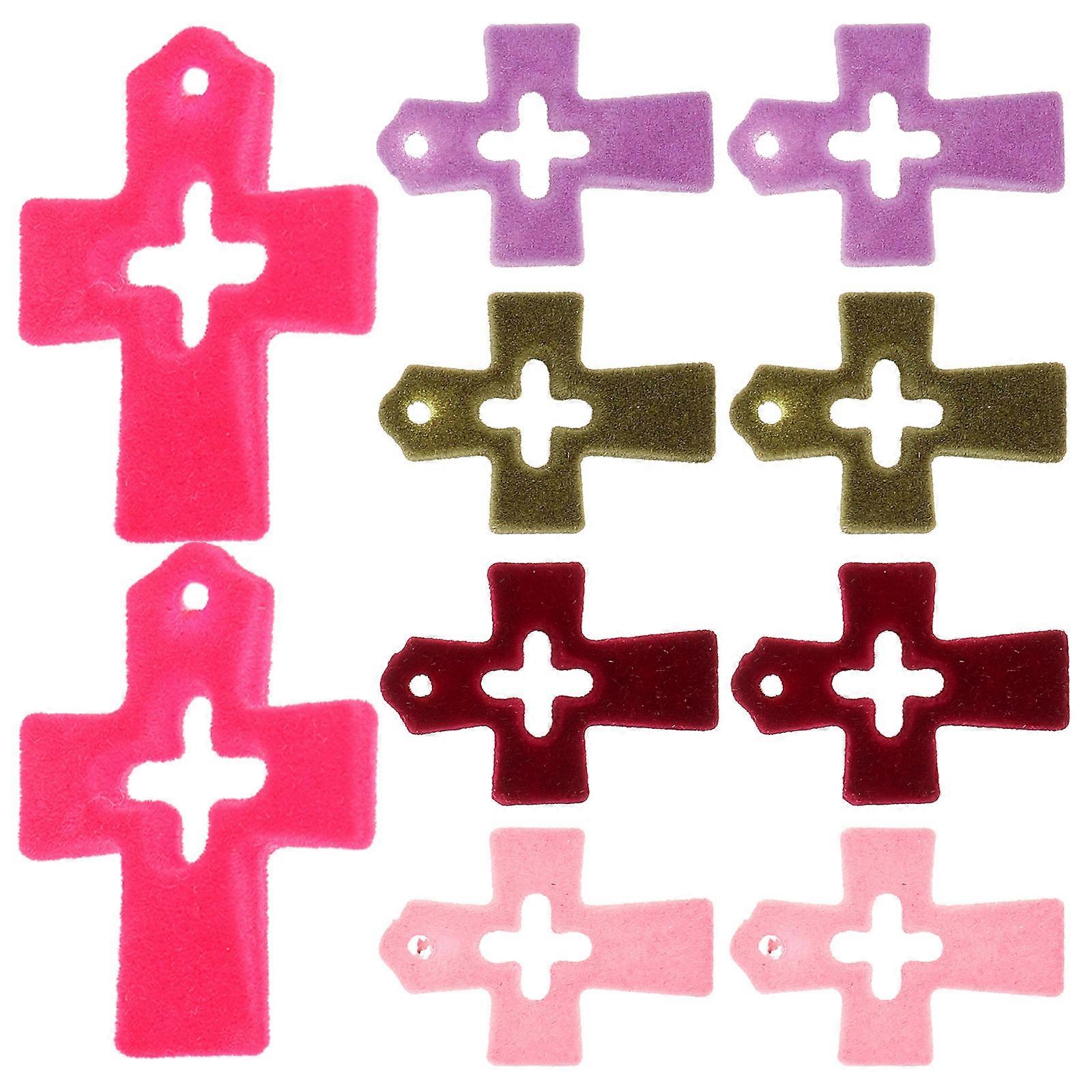 Cross Charms Flocking Beads for Jewelry Making 50Pcs Assorted Colors