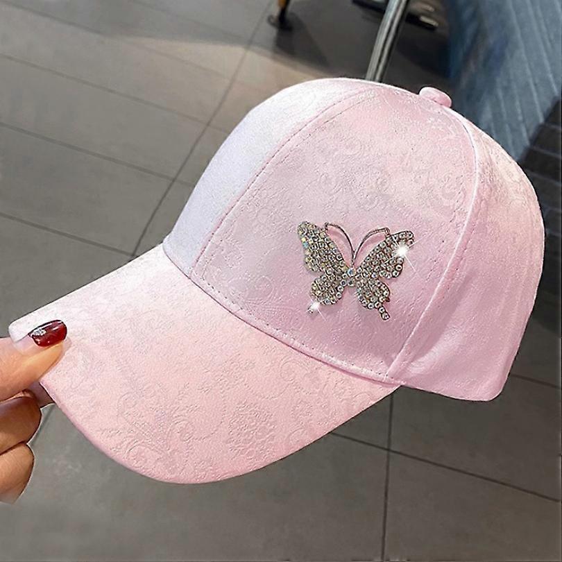 Rhinestone Butterfly Baseball Cap Women's Spring Summer Versatile Sunshade Hat Lace Pattern Baseball Cap