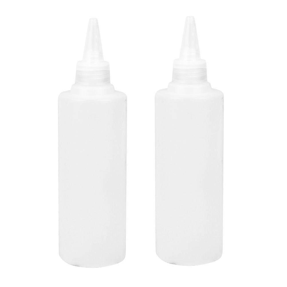 6pcs 250ml Tip Applicator Bottle Plastic Squeeze Bottle Clear Liquid Dispenser (White)