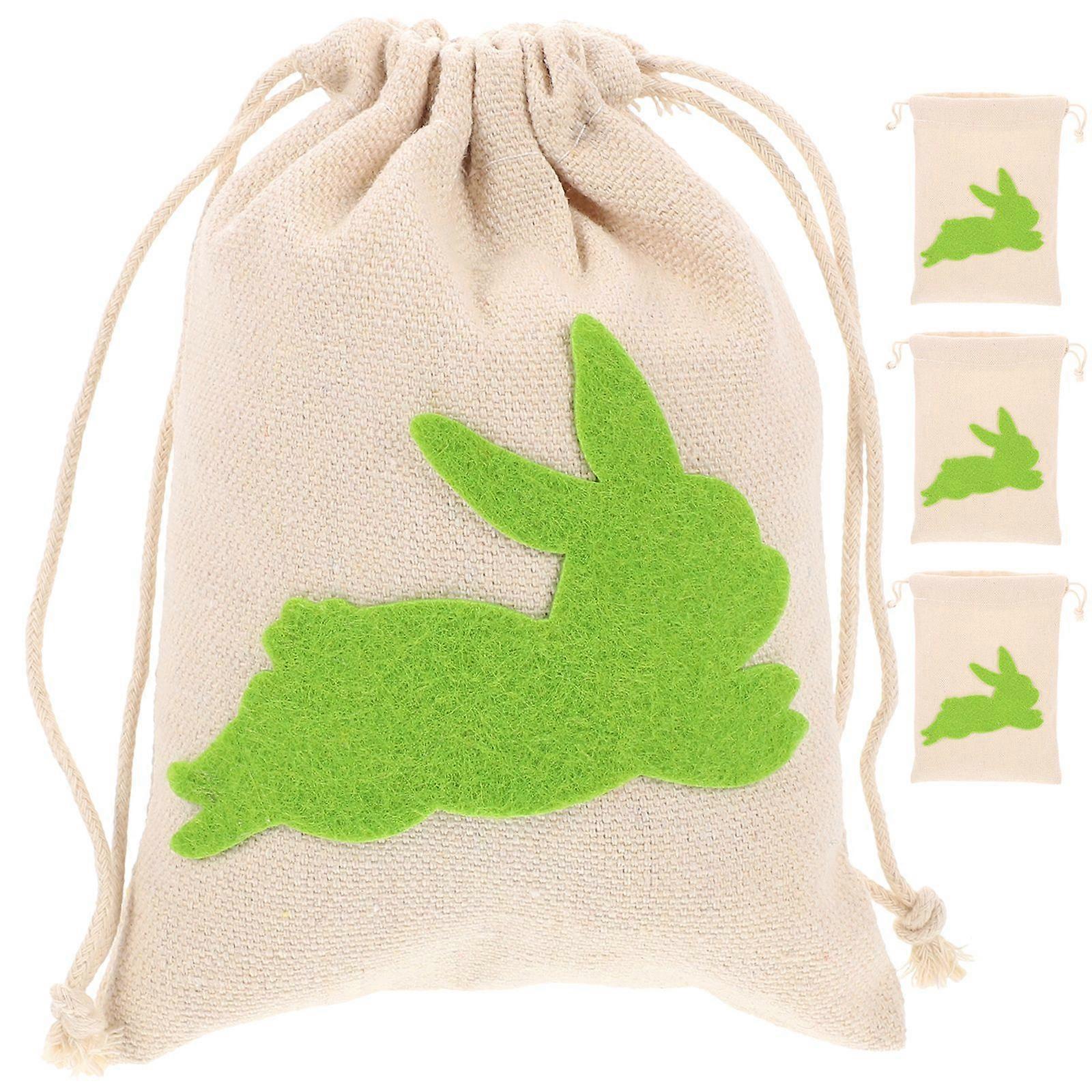 4pcs Easter Gift Bags with Drawstring Easter Rabbit Candy Pouch Bags Easter Party Gift Pouches