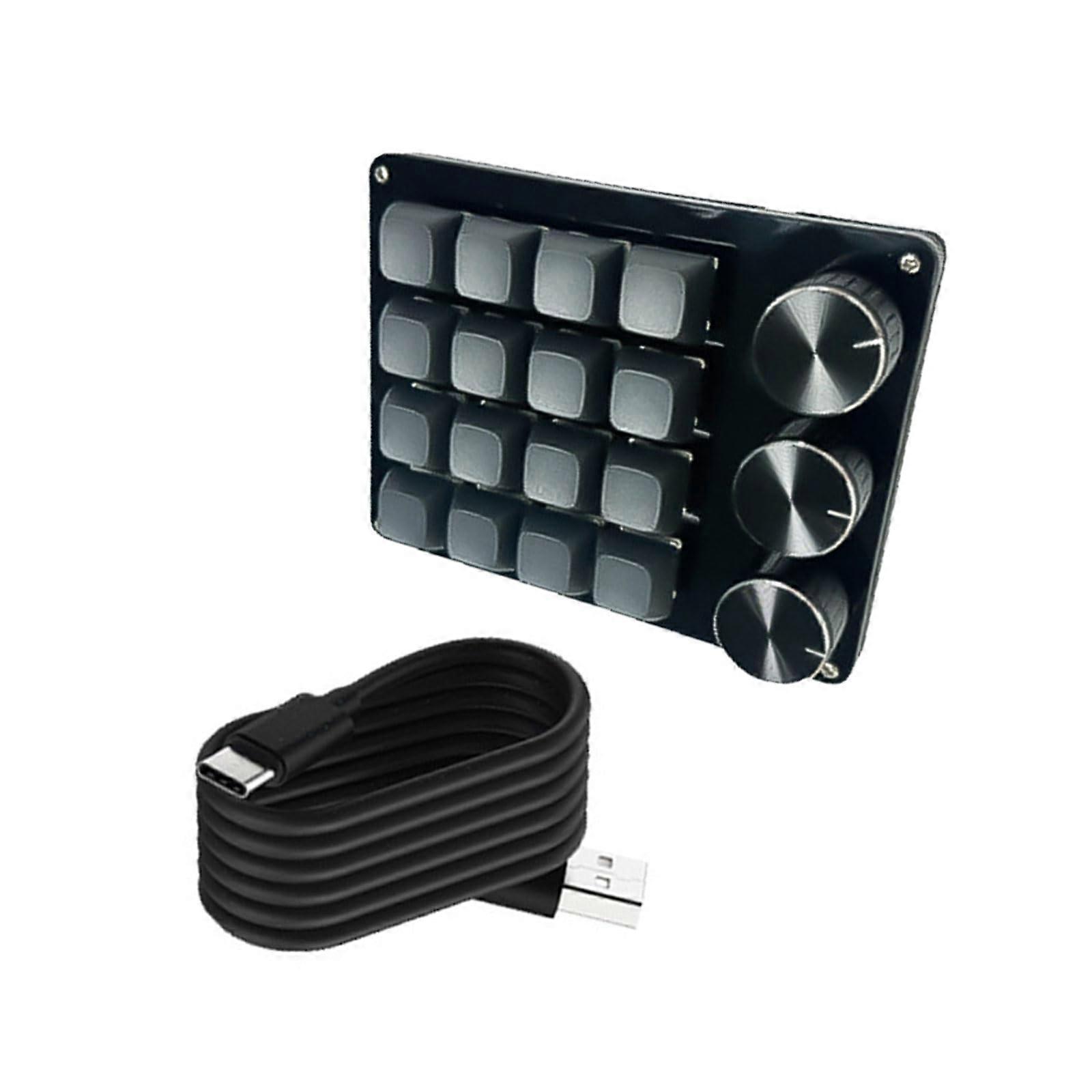 16Key Macro Keyboard with Triple Rotary Knobs HotSwappable Mechanical Keys USB Gaming