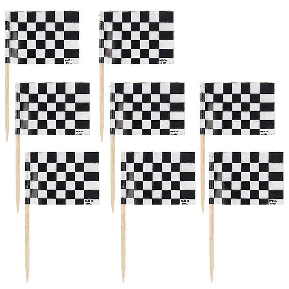 Mini Checkered Racing Flags Cupcake Sticks for Celebrations 24Pcs